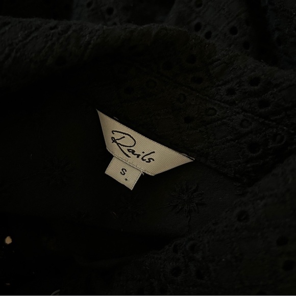 Rails Black Eyelet Short Sleeve Button Down Shirt S - Picture 5 of 9
